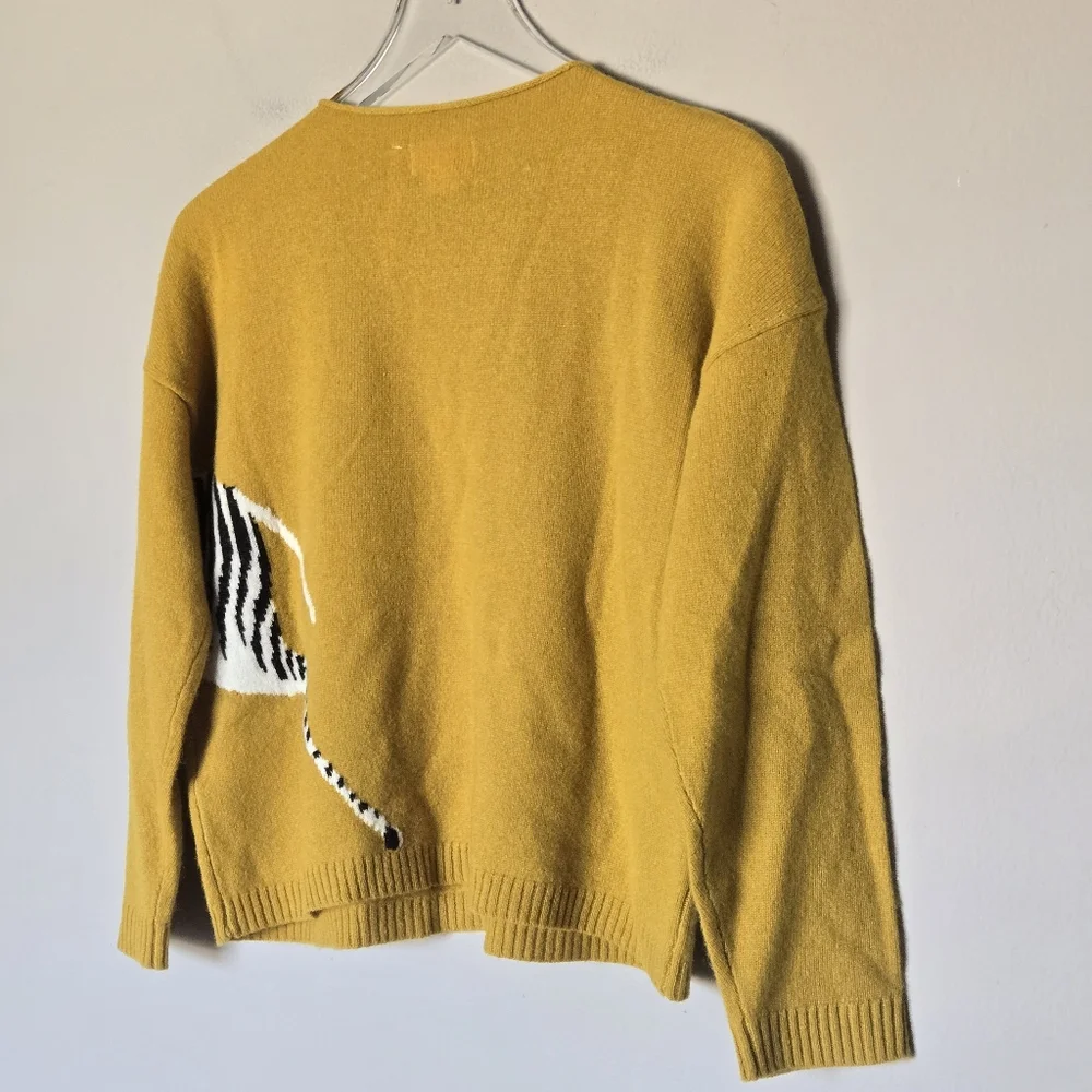 Anthropologie Maeve Cashmere Zebra Sweater Mustard Yellow Preppy XXSP - Picture 9 of 10